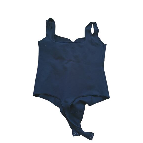 Abercrombie & Fitch Ponte Corset Sweetheart Neck Bodysuit Black Medium Layer - Picture 3 of 5